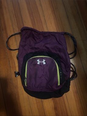 Under Armour Purple Drawstring Backpack with Lime Trim